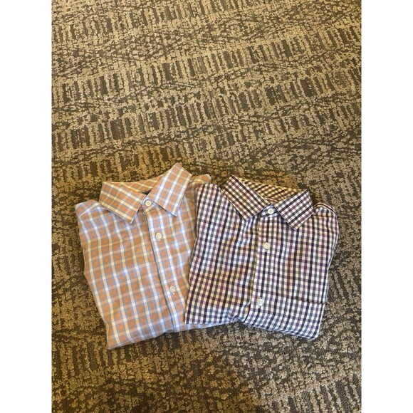 Set Of 2 Gap Non-Iron Button-Up Check LS Shirts Medium EUC - Picture 1 of 7